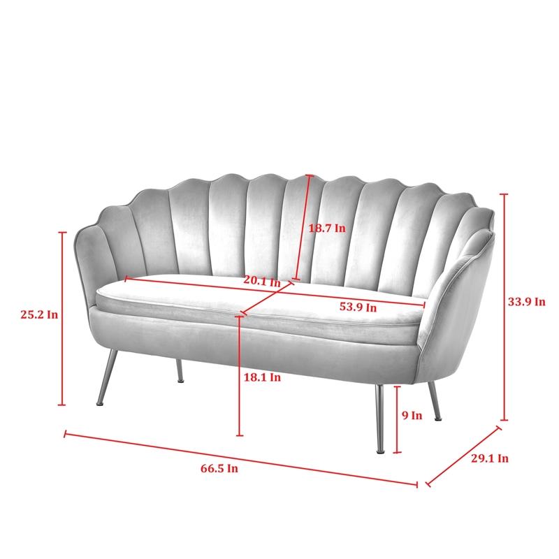 Posh Living Emaline Velvet Loveseat Yellow