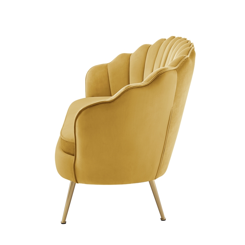 Posh Living Emaline Velvet Loveseat Yellow