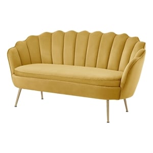 Posh Living Emaline Velvet Loveseat Yellow