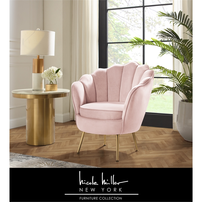 Posh Living Emaline Velvet Accent Chair Blush