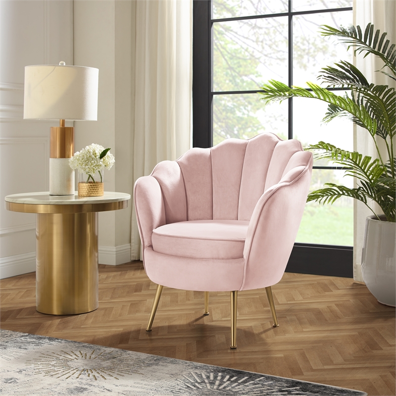 Posh Living Emaline Velvet Accent Chair Blush