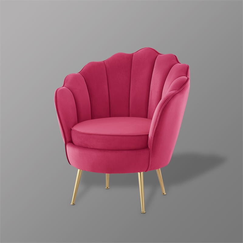 Posh Living Emaline Velvet Accent Chair Fuchsia