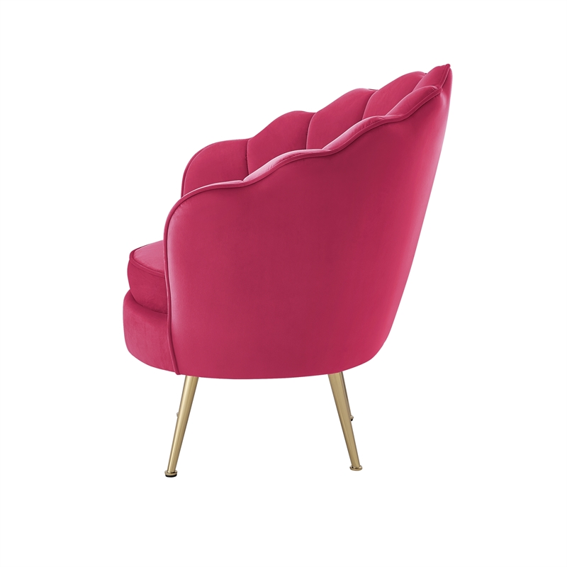 Posh Living Emaline Velvet Accent Chair Fuchsia