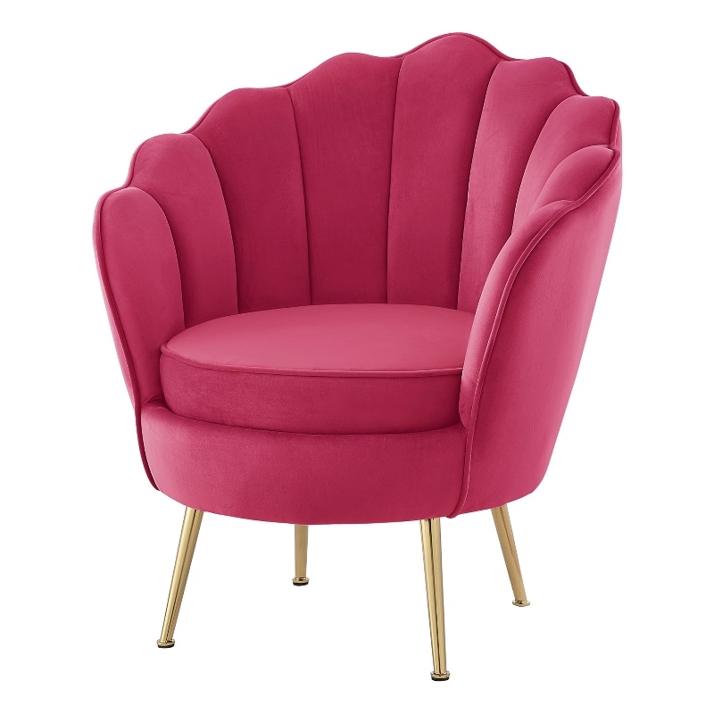 Posh Living Emaline Velvet Accent Chair Fuchsia