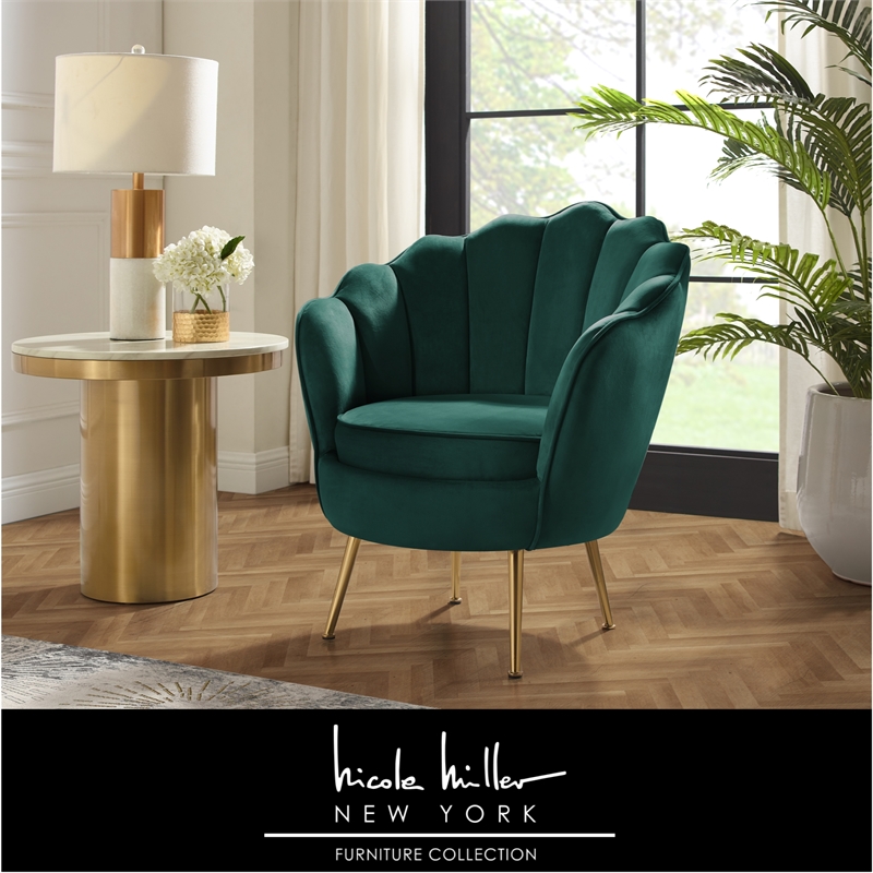 Posh Living Emaline Velvet Accent Chair Hunter Green