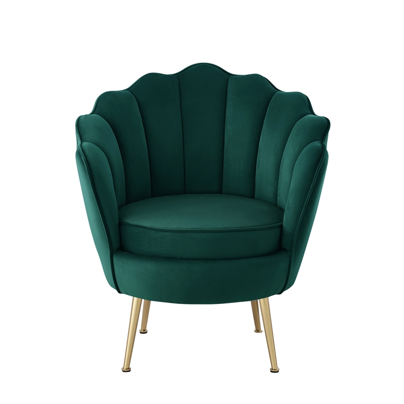 Posh Living Emaline Velvet Accent Chair Hunter Green