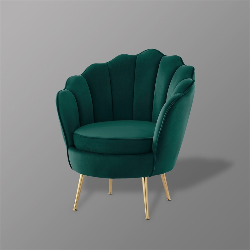 Posh Living Emaline Velvet Accent Chair Hunter Green