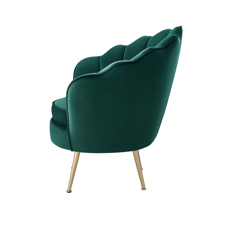 Posh Living Emaline Velvet Accent Chair Hunter Green