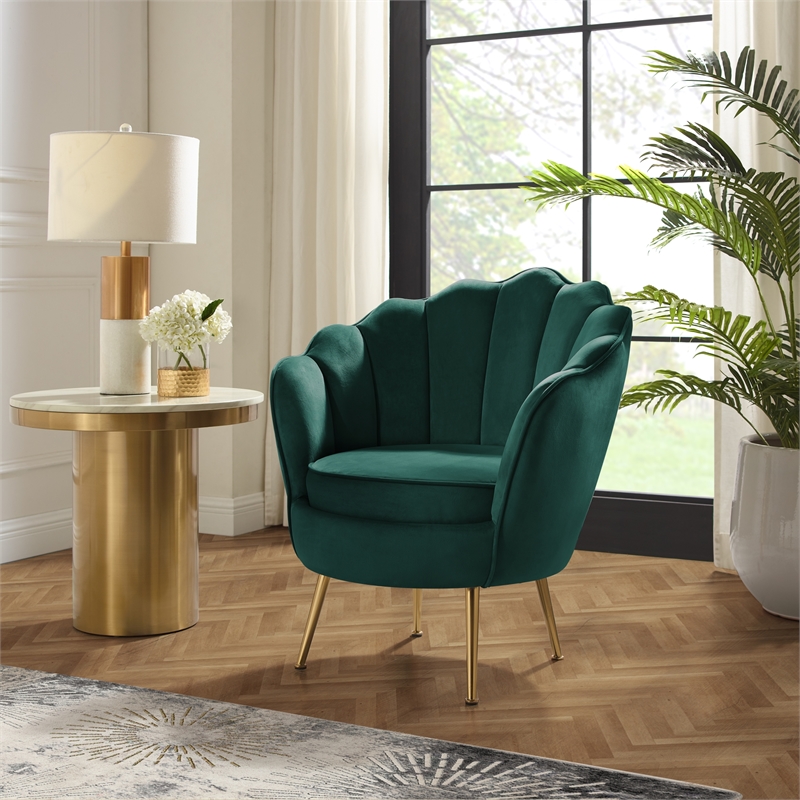 Posh Living Emaline Velvet Accent Chair Hunter Green
