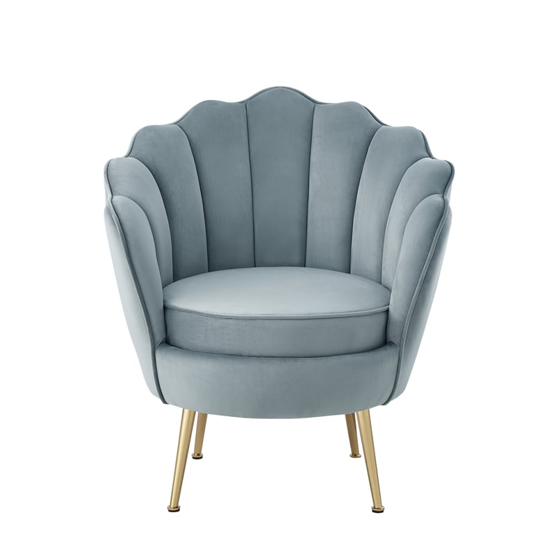 Posh Living Emaline Velvet Accent Chair Light Blue