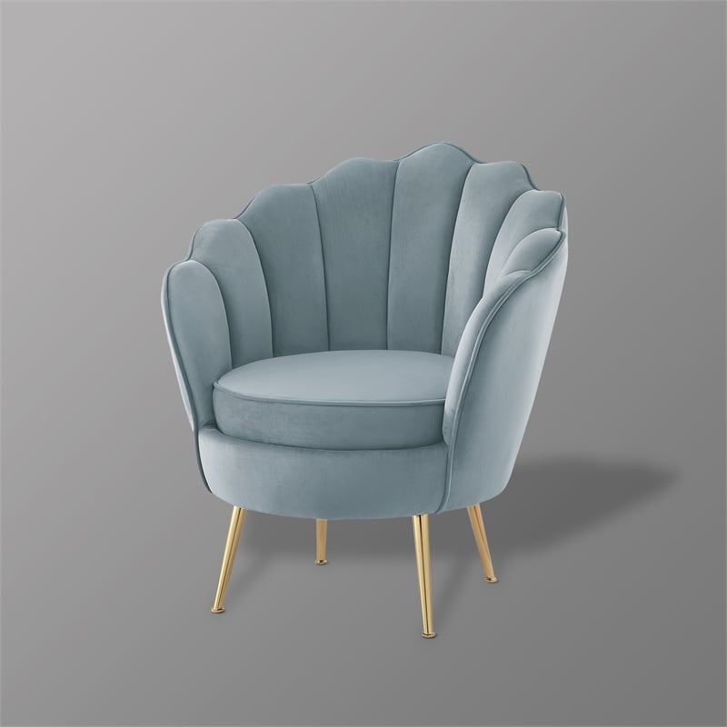 Posh Living Emaline Velvet Accent Chair Light Blue