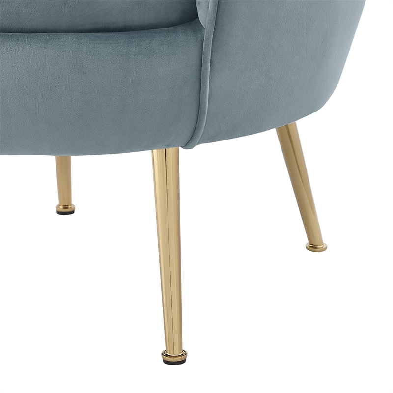 Posh Living Emaline Velvet Accent Chair Light Blue