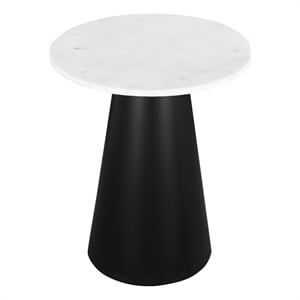 Posh Living Talen 18&quot Round Marble Side Table in Black Finish