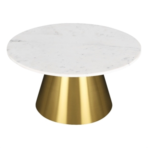 Posh Living Talen16&quotH Modern Marble Coffee Table in Gold/White Marble