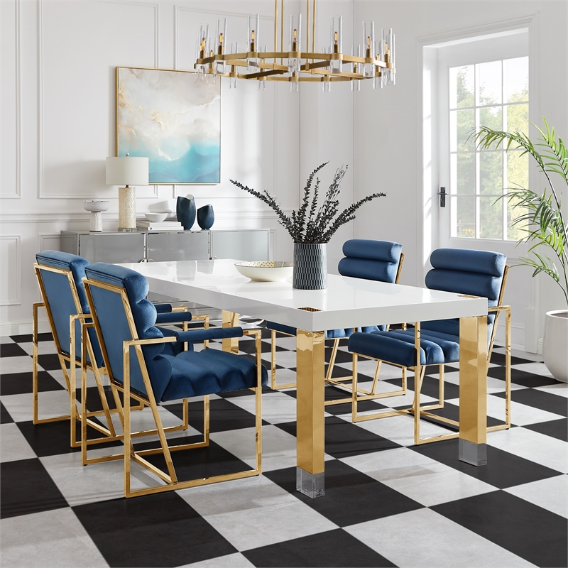 Posh Living Alaa  Dining Table White/Gold