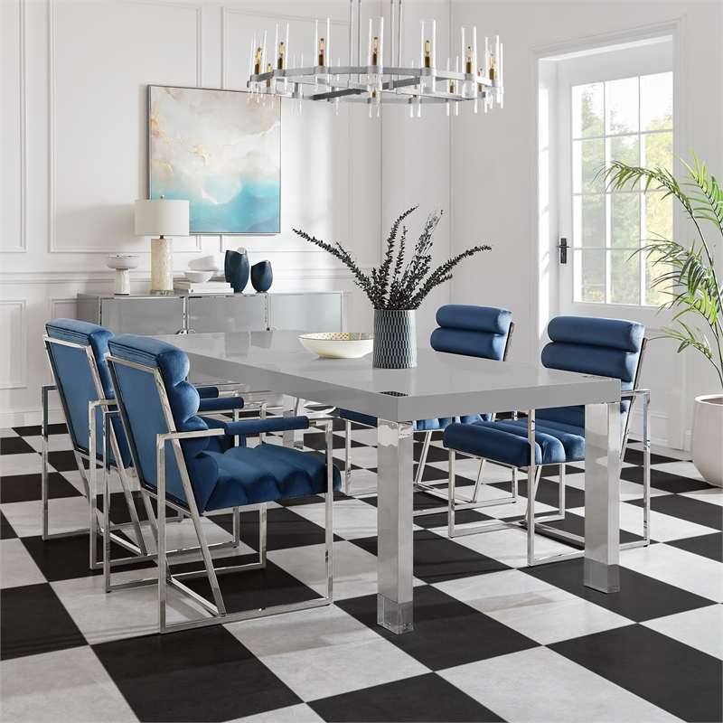 Posh Living Alaa  Dining Table Light Grey/Chrome