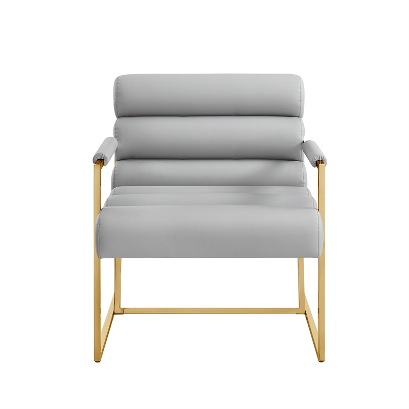 Posh Living Makynlee PU Leather Accent Chair Grey/Gold