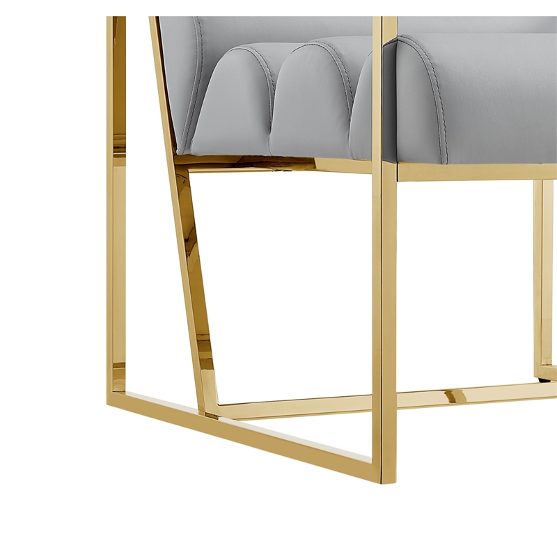 Posh Living Makynlee PU Leather Accent Chair Grey/Gold