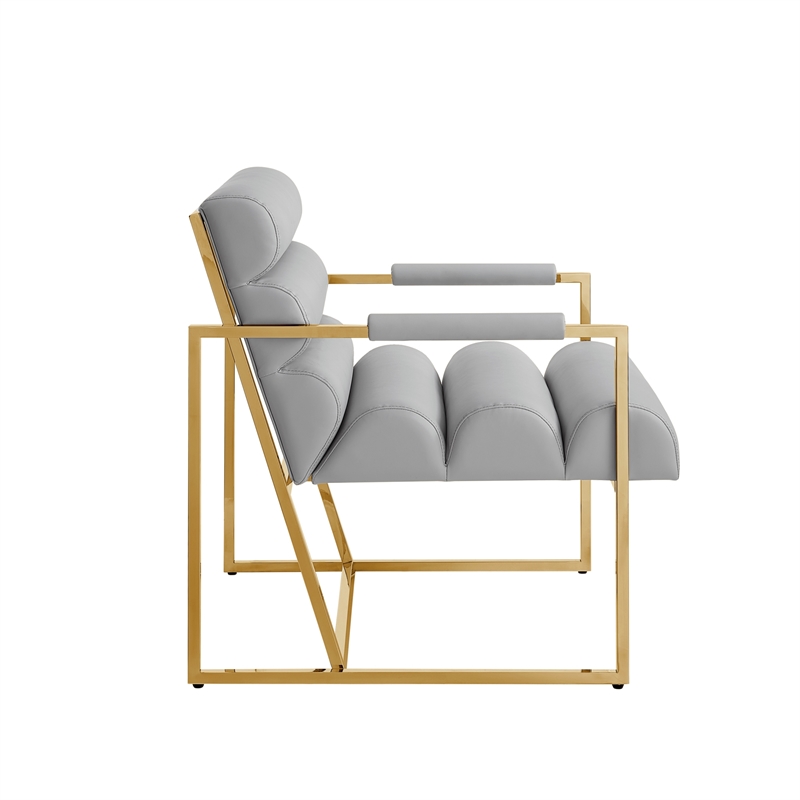 Posh Living Makynlee PU Leather Accent Chair Grey/Gold