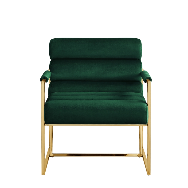 Posh Living Makynlee Velvet Accent Chair Hunter Green/Gold