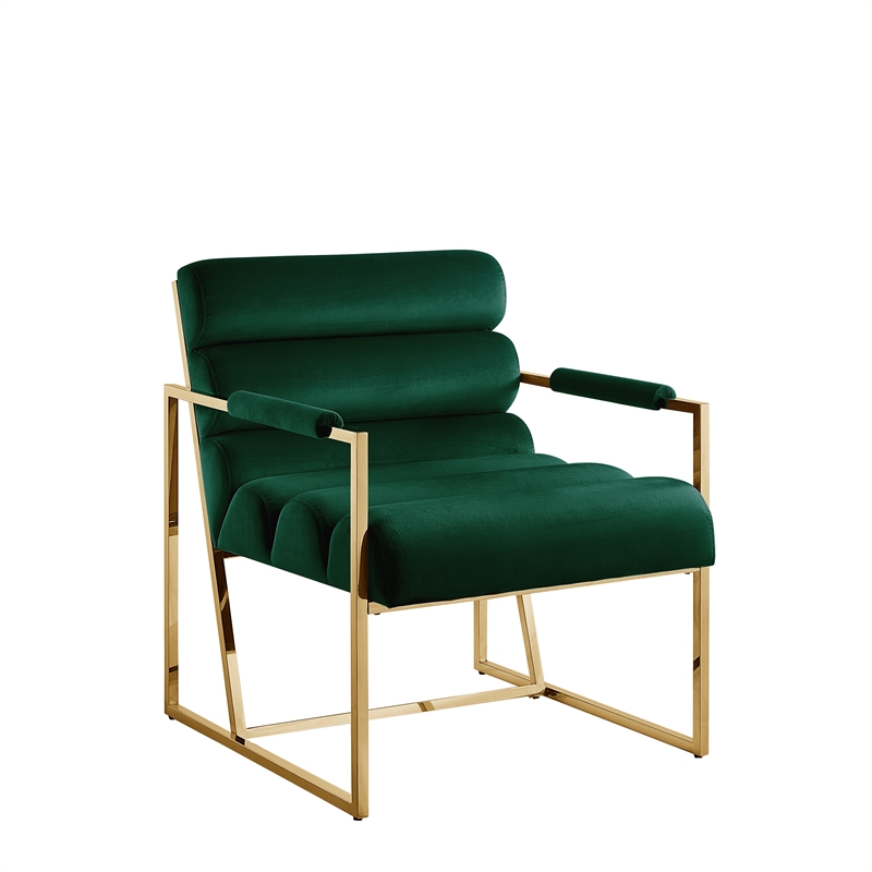Posh Living Makynlee Velvet Accent Chair Hunter Green/Gold