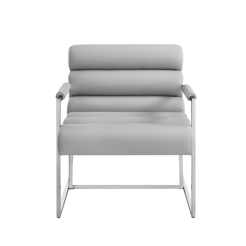 Posh Living Makynlee PU Leather Accent Chair Grey/Chrome