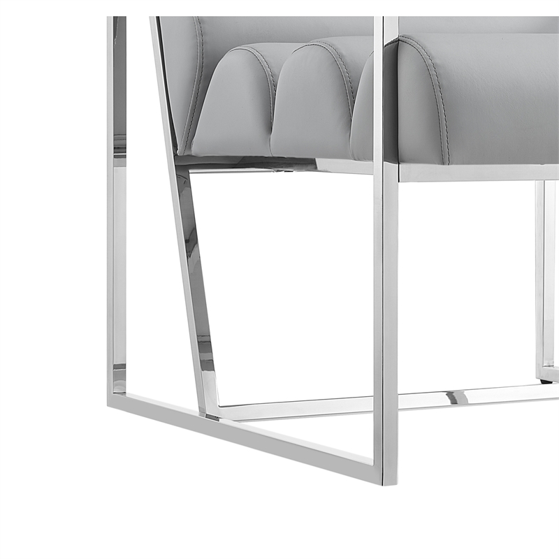 Posh Living Makynlee PU Leather Accent Chair Grey/Chrome