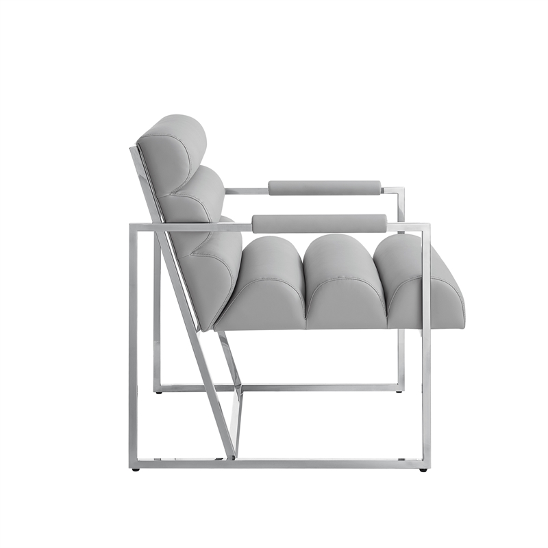 Posh Living Makynlee PU Leather Accent Chair Grey/Chrome