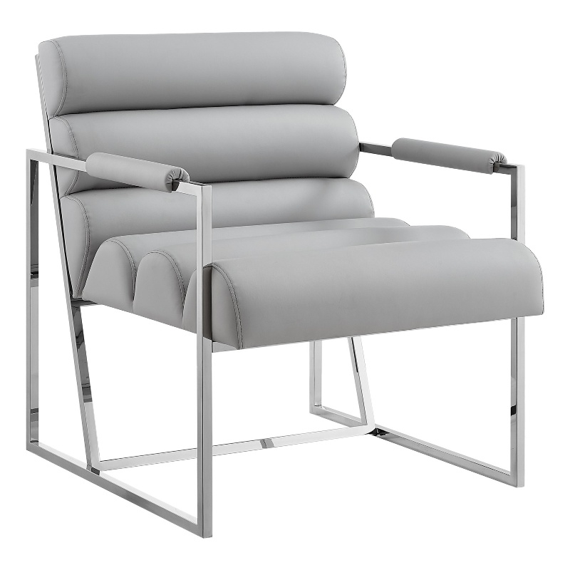 Posh Living Makynlee PU Leather Accent Chair Grey/Chrome