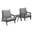 Posh Living Safia  Outdoor 3pc Seating Group Dark Grey