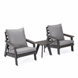 Posh Living Safia  Outdoor 3pc Seating Group Dark Grey