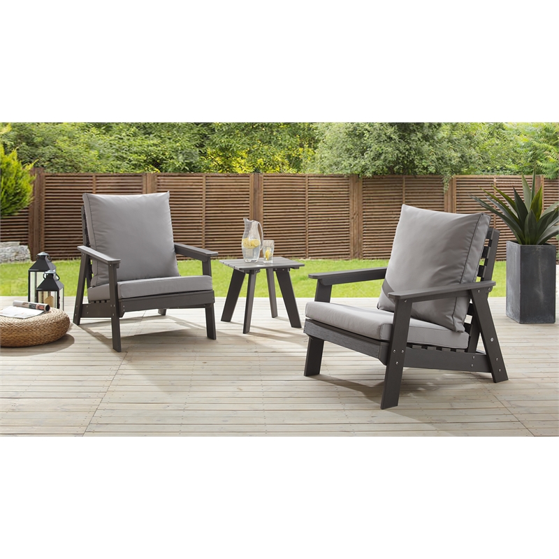 Posh Living Safia  Outdoor 3pc Seating Group Dark Grey
