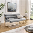 Posh Living Makynlee Velvet Settee Loveseat Grey/Gold