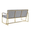 Posh Living Makynlee Velvet Settee Loveseat Grey/Gold