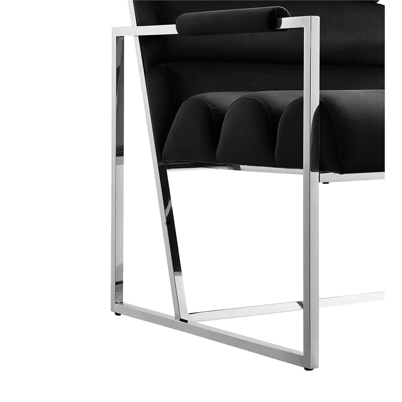 Posh Living Makynlee Velvet Settee Loveseat Black/Chrome