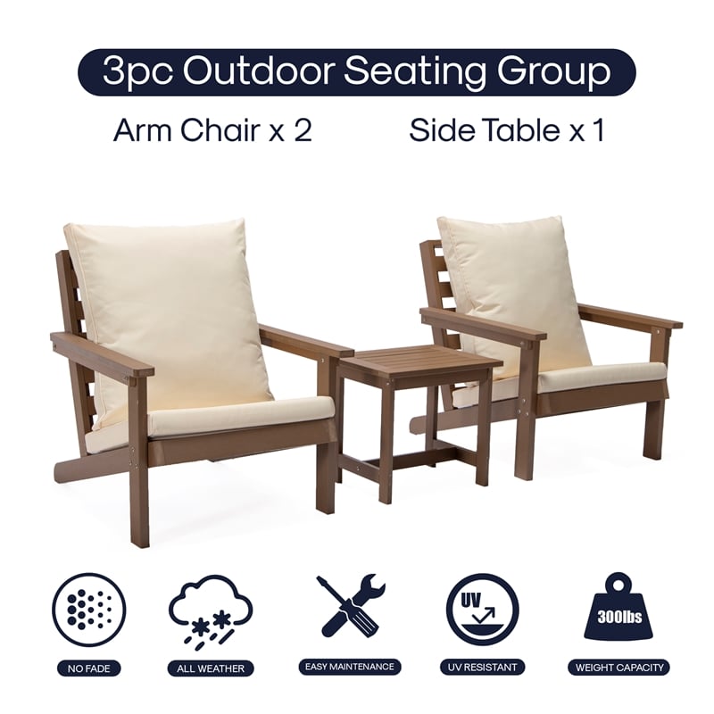 Posh Living Roberta  Outdoor 3pc Seating Group Teak