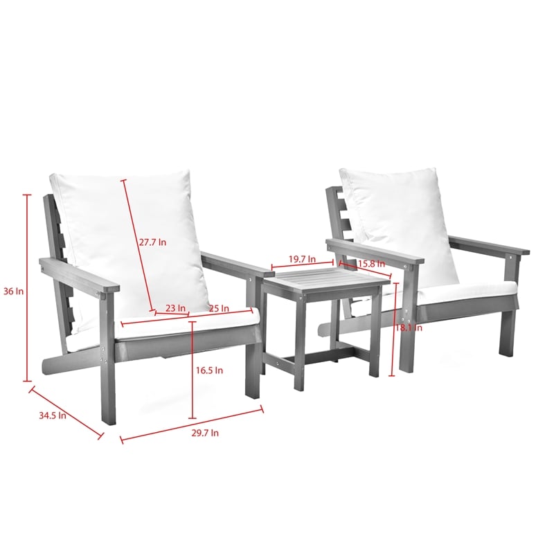 Posh Living Roberta  Outdoor 3pc Seating Group Teak