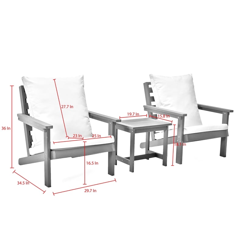 Posh Living Roberta  Outdoor 3pc Seating Group Teak