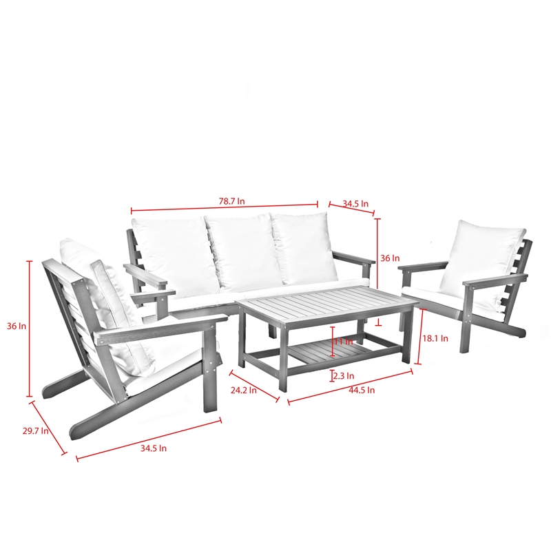 Posh Living Roberta  Outdoor 4pc Seating Group Teak