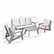 Posh Living Safia  Outdoor 4pc Seating Group Dark Grey