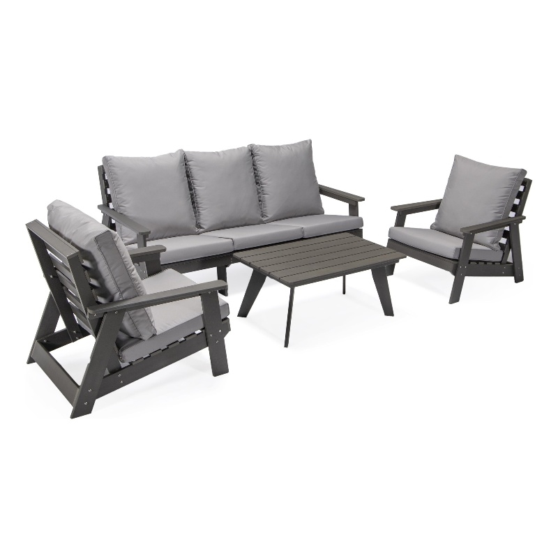 Posh Living Safia  Outdoor 4pc Seating Group Dark Grey