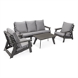Posh Living Safia  Outdoor 4pc Seating Group Dark Grey