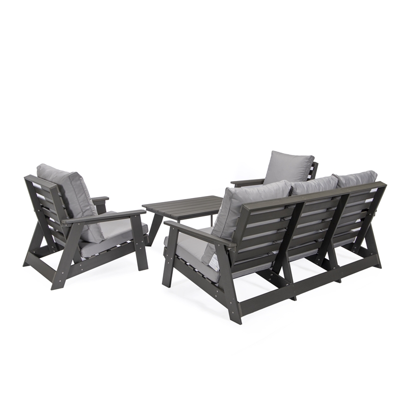 Posh Living Safia  Outdoor 4pc Seating Group Dark Grey