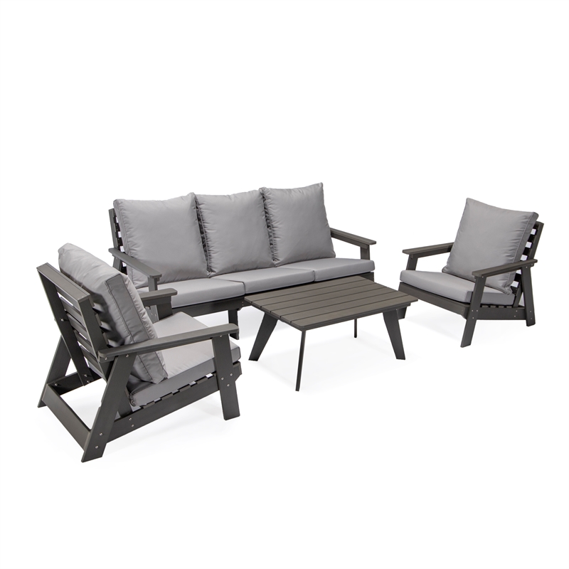 Posh Living Safia  Outdoor 4pc Seating Group Dark Grey