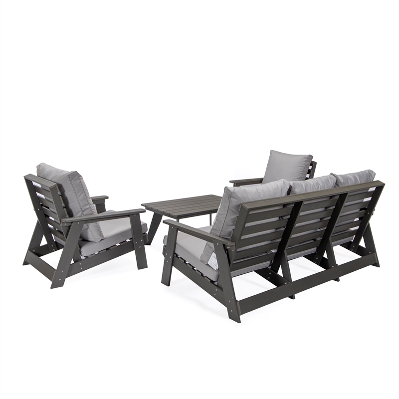 Posh Living Safia  Outdoor 4pc Seating Group Dark Grey