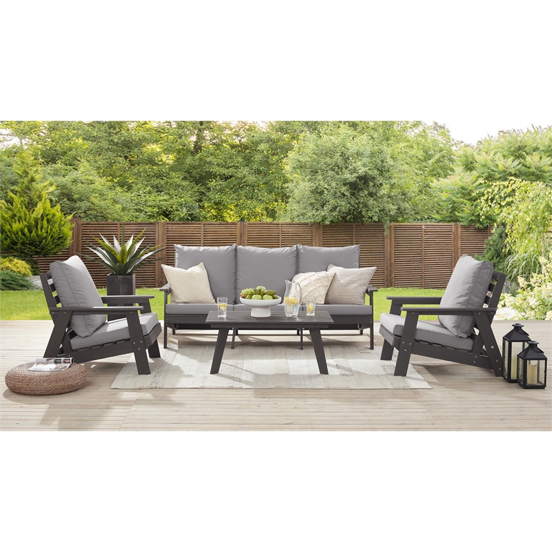 Posh Living Safia  Outdoor 4pc Seating Group Dark Grey