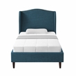 Posh Living Adelyne Linen & Solid Wood Platform Bed Full Size in Navy Blue