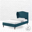 Posh Living Adelyne Linen & Solid Wood Platform Bed Full Size in Navy Blue