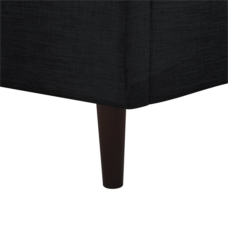 Posh Living Linen & Solid Wood Platform Bed Twin XL Size in Gray/Charcoal