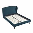 Posh Living Adelyne Linen & Solid Wood Platform Bed Queen Size in Navy Blue